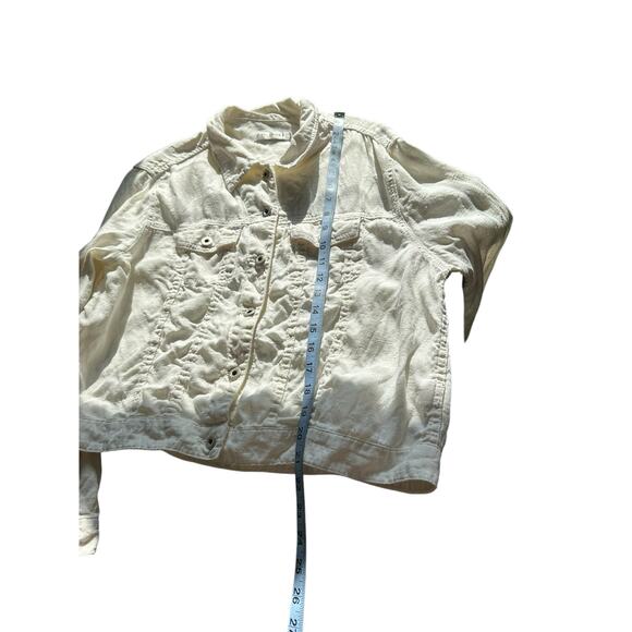 Cut Loose White Lagenlook Relaxed Linen Button Up Lightweight Jacket Size Medium - Picture 8 of 8